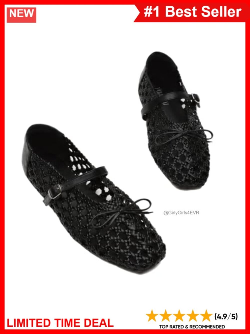 Woven Mary Jane Ballet Flats Mesh Buckle Strap Comfort Shoes